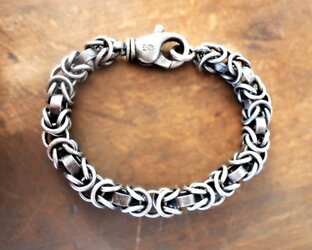 Handgefertigte Königskette aus 925er Silber im "Used Look" mit speziellen, dunkler patinierten Kettengliedern